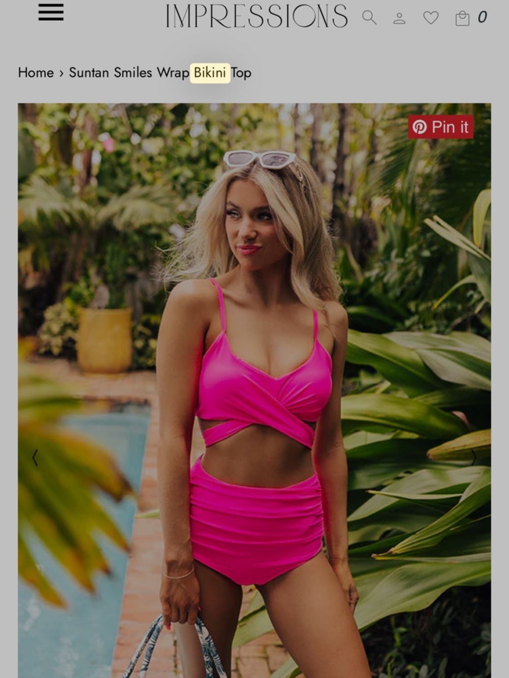 Impressions Hot Pink High-Waist Bikini Set